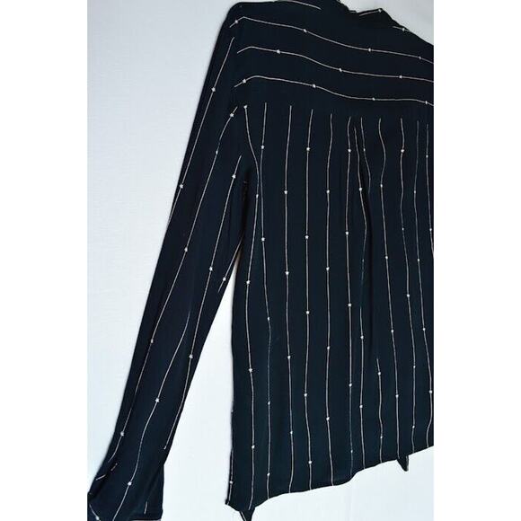 Rails Rhea Blouse Small Black Stars Stripes Neck Tie Long Sleeve - Picture 12 of 15